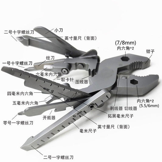 25-in-1 Multitool Clamps and Vises Stainless Steel Pocket Knife with Screwdriver Sleeve with Sheath-Perfect for Outdoor, Survival, Camping, Hiking, Simple Repair