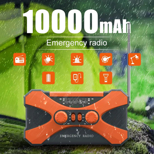 NNEOBA Emergency Hand Crank Solar Radio Orange