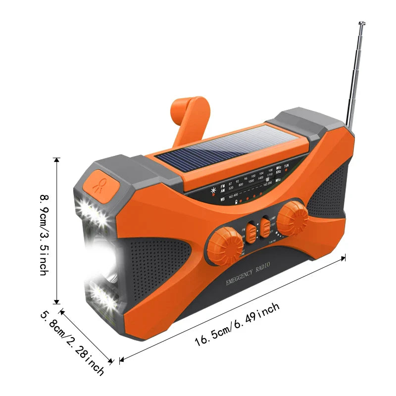 NNEOBA Emergency Hand Crank Solar Radio Orange