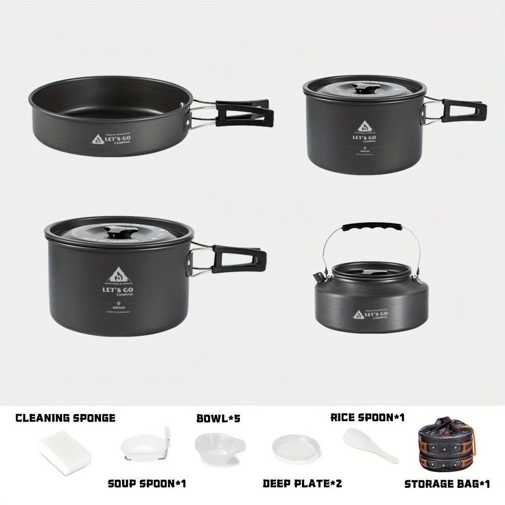 4pcs Aluminum Camping Cookware Set for Outdoor Cooking