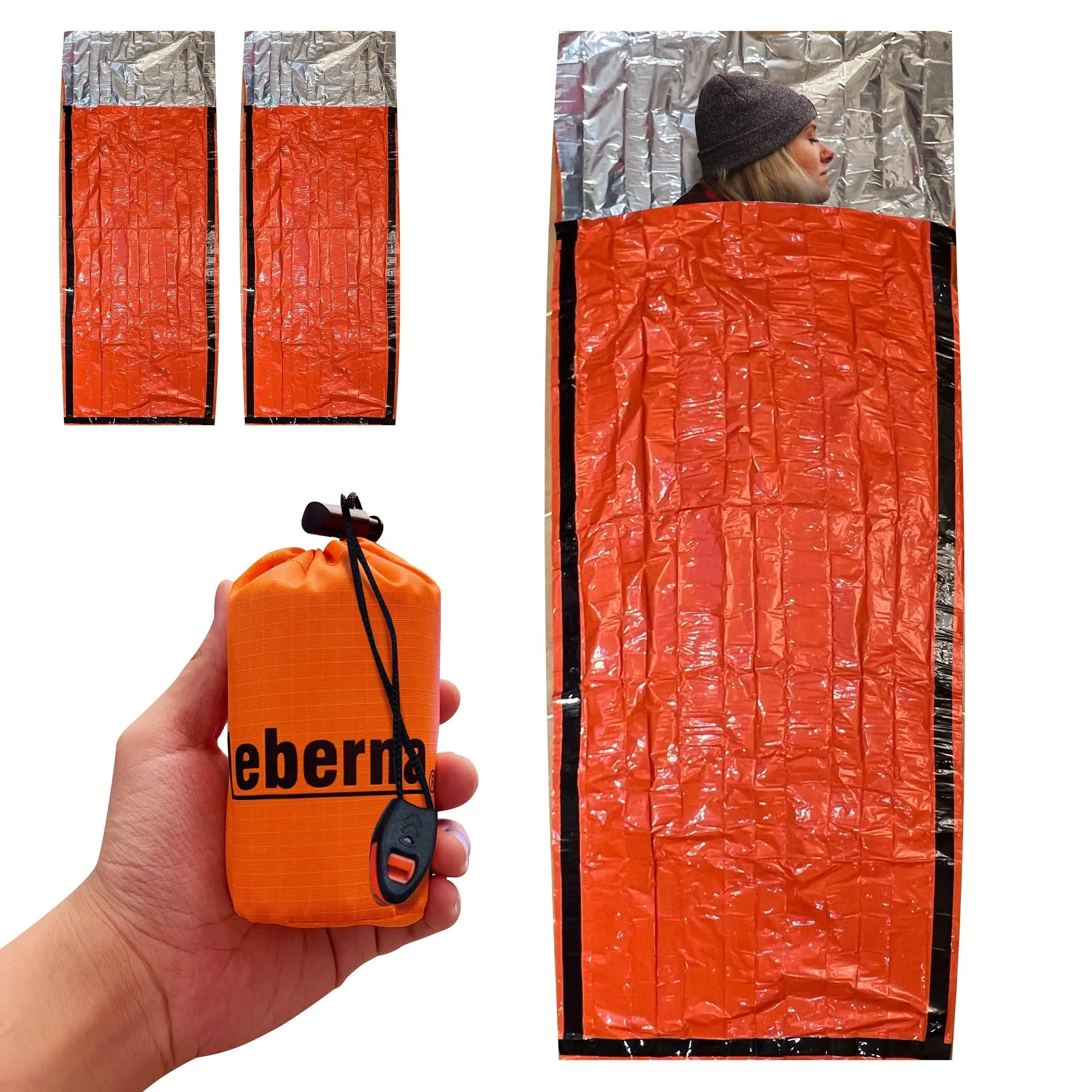 Emergency Survival Sleeping Bag | Portable Emergency Blanket Survival Gear Emergency Bivvy Sack Thermal Sleeping Bag Camping 2 Pack